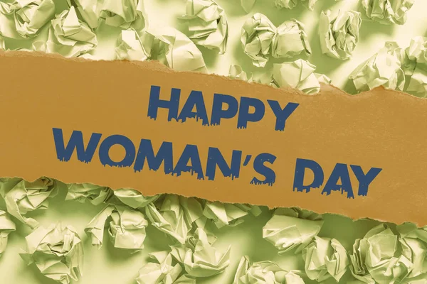 Panneau Affichant Happy Woman Day Concept Signifiant Commémorer Essence Chaque — Photo