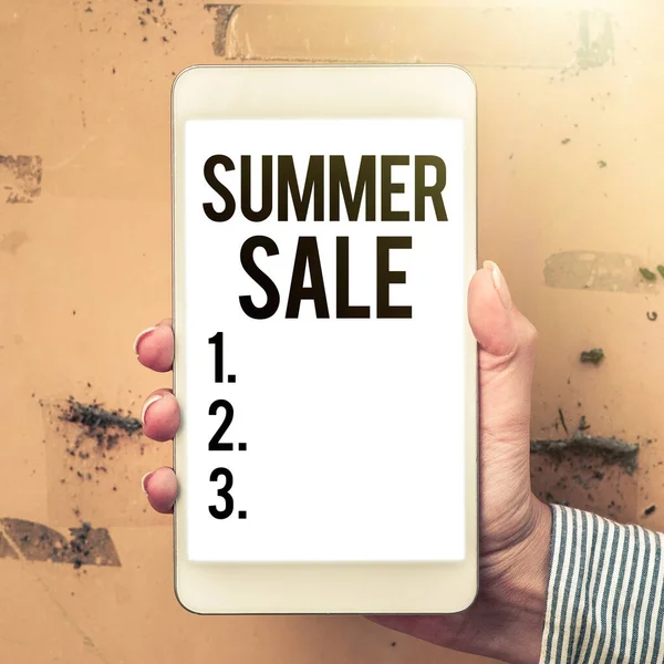 Assinar Exibindo Summer Sale Palavra Para Tipo Especial Desconto Para — Fotografia de Stock