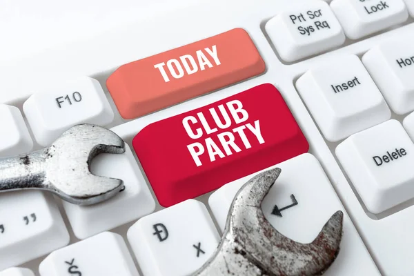 Пишучи Текст Club Party Conceptual Photo Social Gathering Place Informative — стокове фото