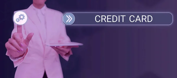 Sinal Texto Mostrando Cartão Crédito Internet Concept Método Pagamento Eletrônico — Fotografia de Stock