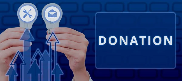 Firma Escritura Mano Donación Palabra Para Realización Regalo Especialmente Caridad — Foto de Stock