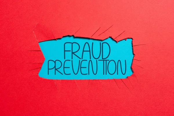 Exibição Conceitual Prevenção Fraude Palavra Escrita Para Proteger Empresa Seus — Fotografia de Stock