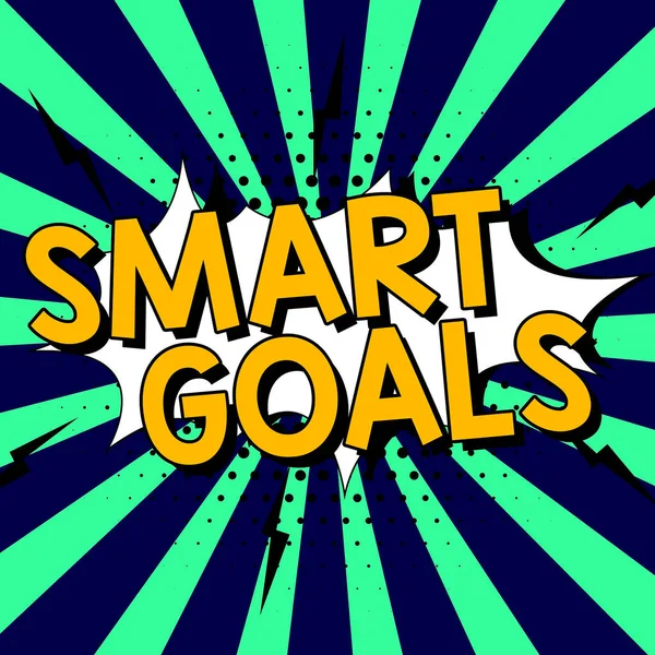 Textschild Das Smart Goals Zeigt Konzept Bedeutet Mnemonic Das Als — Stockfoto