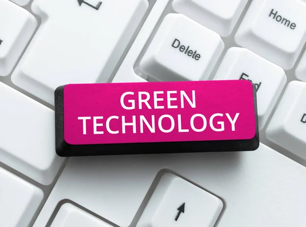 Tekst Pokazujący Inspirację Green Technology Word Wpisany Identyfikację Obecności Lub — Zdjęcie stockowe