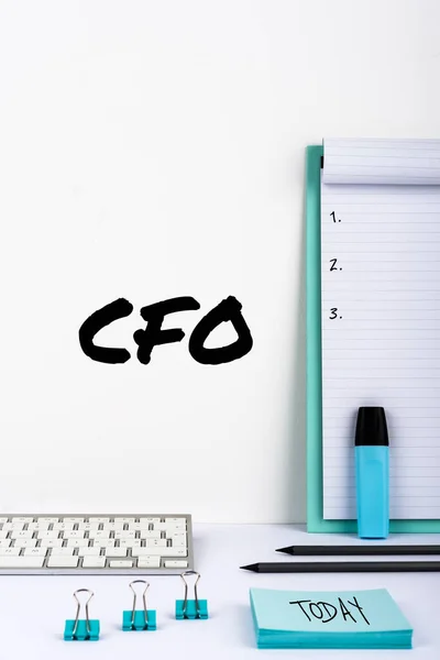 Sign displaying Cfo, Business concept chief financial officer managing the financial actions of company