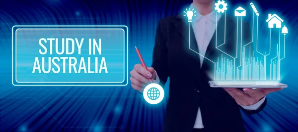 Título Conceptual Study Australia Business Idea Going Foreign Country Order — Foto de Stock
