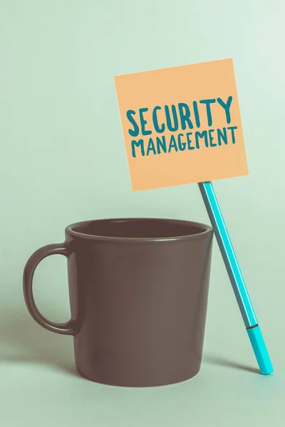 Ręczne Pisanie Znaku Security Management Word Jest Identyfikacja Organizacji Jest — Zdjęcie stockowe
