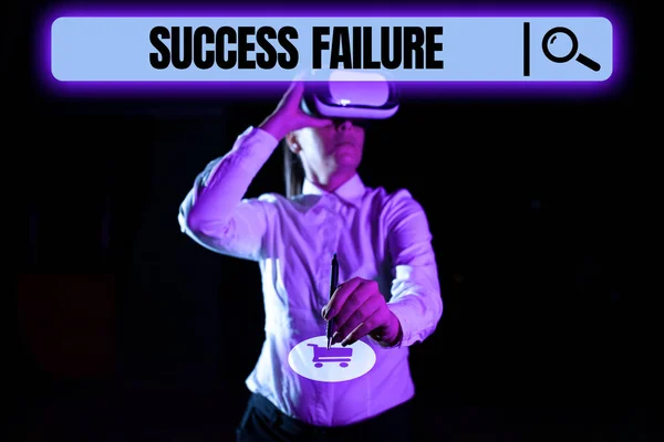 Text sign showing Success Failure, Conceptual photo established ways of setting goals making it easier to achieve Businessman Drawing Business Graph And Presenting Ideas For Progress.