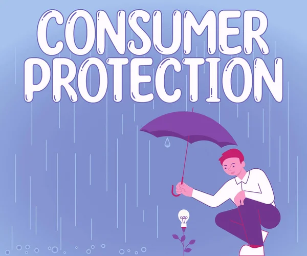 Segno Testo Che Mostra Protezione Dei Consumatori Internet Concept Commissione — Foto Stock
