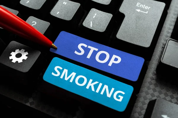 Текстовий Знак Показує Зупинити Куріння Концептуальний Стиль Висловлювання Фотографій Послідовності — стокове фото