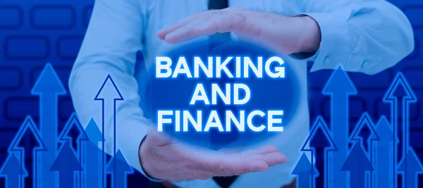 Inspiratie Toont Teken Banking Finance Woord Voor Financieel Boekhoudkundig Beheer — Stockfoto
