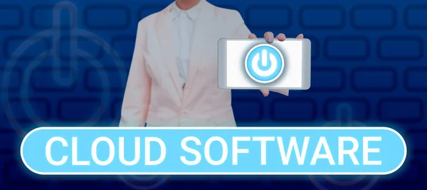 Segno Scrittura Mano Cloud Software Word Scritto Livello Dei Prezzi — Foto Stock