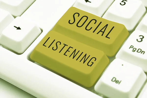 Social Listening Bemutató Szövegfelirat Szoftverek Újraelosztását Szabályozó Üzleti Áttekintő Jogi — Stock Fotó