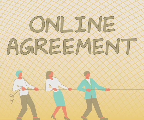 Koncepcyjne Wyświetlanie Umowy Online Metoda Podejścia Biznesowego Prowadzona Przy Wykorzystaniu — Zdjęcie stockowe