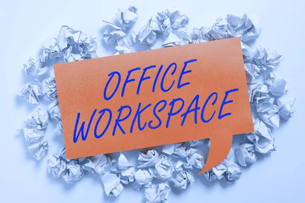 stock image Sign displaying Office Workspace, Business approach contract modelled signed and executed electronically