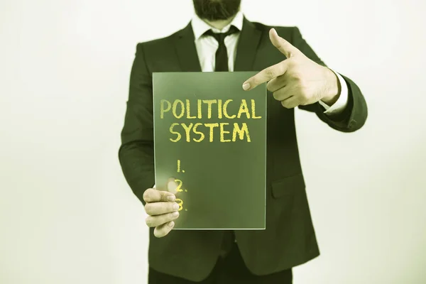 Вивіска Рукописного Письма Політична Система Методи Бізнес Підходу Компанії Використовують — стокове фото