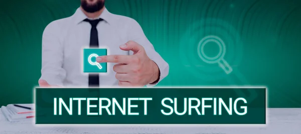 Σήμα Κειμένου Που Δείχνει Internet Surfing Internet Concept Ένας Επίσημος — Φωτογραφία Αρχείου