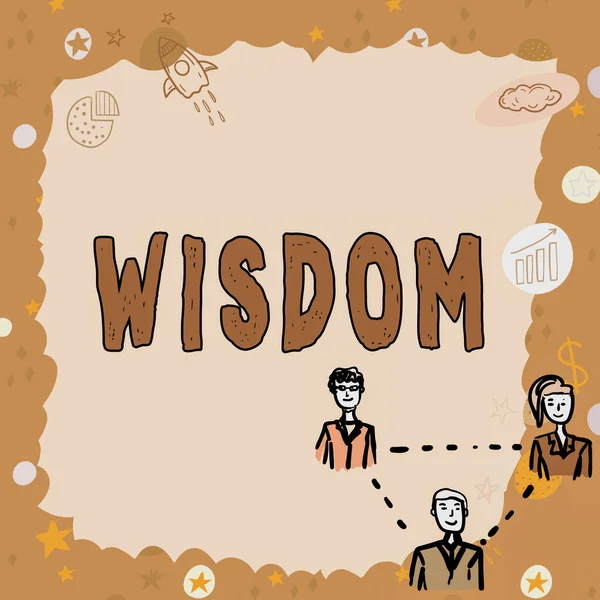 Текстовий Знак Показує Мудрість Концепцію Означає Сукупність Знань Принципів Які — стокове фото