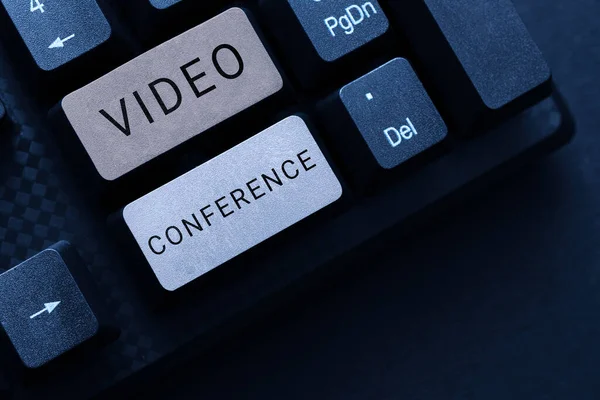Text Zobrazující Inspiraci Videokonference Obchodní Nápad Nahrávání Přehrávání Pohyblivých Obrázků — Stock fotografie