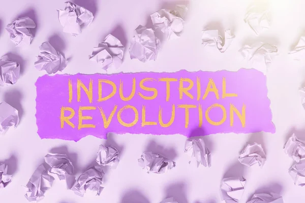 Handschrift Industriële Revolutie Conceptuele Fotoveranderingen Productie Transport Goederen — Stockfoto