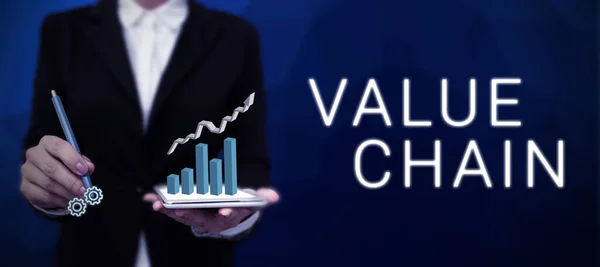 Teksten Weergeven Value Chain Business Concept Ondersteuning Nodig Professioneel Advies — Stockfoto