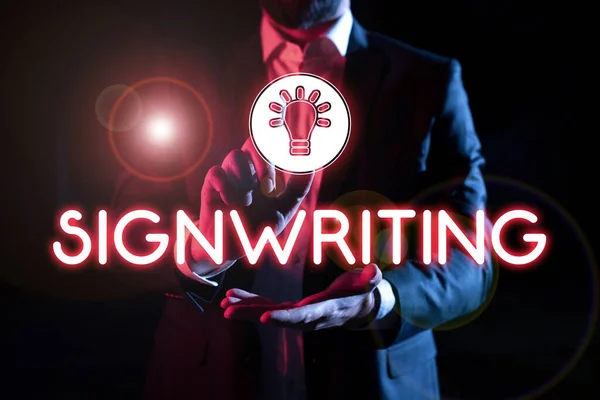 Wyświetlacz Koncepcyjny Signwriting Business Prezentuje Dowolny Rodzaj Czytelnego Napisu Przeznaczonego — Zdjęcie stockowe