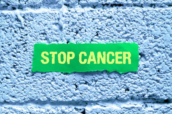 Testo Che Mostra Ispirazione Stop Cancro Vetrina Aziendale Smettere Uso — Foto Stock