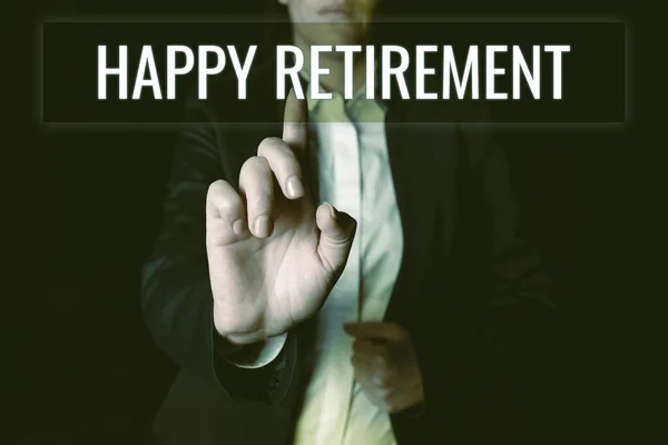 Teken Met Happy Retirement Business Overview Account Statement Waarin Het — Stockfoto