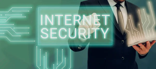 Inspiration Montrant Signe Internet Security Processus Idée Entreprise Pour Protéger — Photo