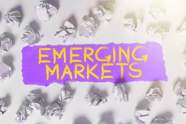 Texto Escritura Mano Mercados Emergentes Concepto Que Significa Naciones Que —  Fotos de Stock