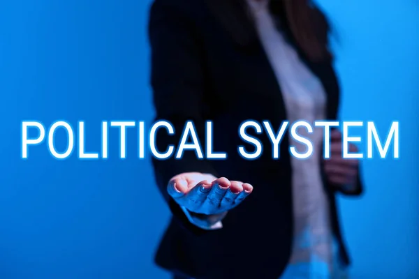 Текстовий Знак Показує Політичну Систему Слово Компаній Методів Які Використовують — стокове фото