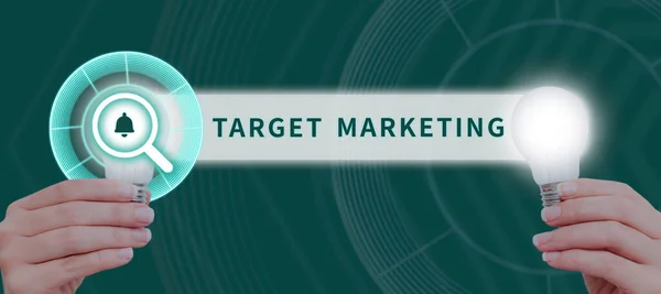 Texto Título Presentando Target Marketing Palabra Para Producción Distribución Tela — Foto de Stock