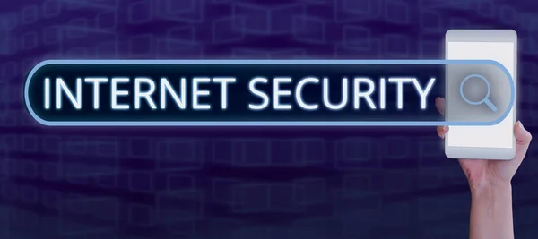 Signe Affichant Sécurité Internet Mot Écrit Sur Processus Pour Protéger — Photo