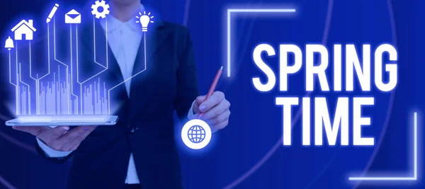 Didascalia Testo Che Presenta Spring Time Business Concept Pratica Mangiare — Foto Stock