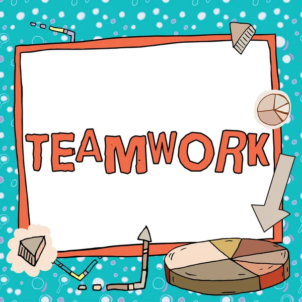 コンセプトキャプション Teamwork Word Group Co共同作業で共通の目標を達成するために重要なメッセージが書かれた大きな電球図面内部 — ストック写真