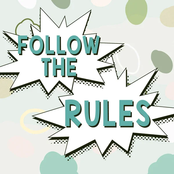 Szöveg Megjelenítése Follow Rules Business Overview Learn Conform Compliance Regulations — Stock Fotó
