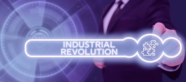 Handschrift Industriële Revolutie Woord Geschreven Veranderingen Productie Transport Goederen — Stockfoto
