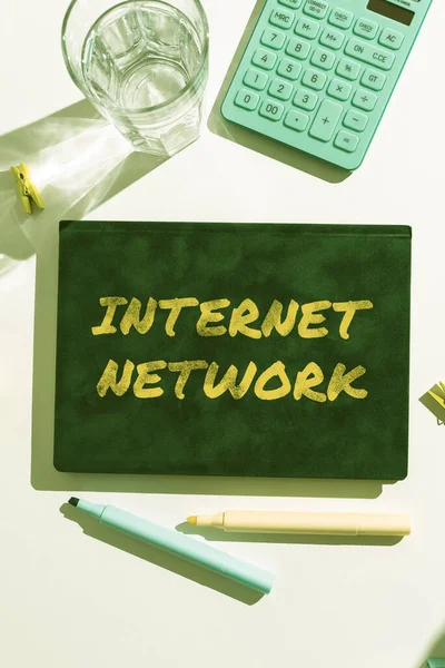 Mão Escrita Sinal Internet Network Business Vitrine Etermines Como Ele — Fotografia de Stock