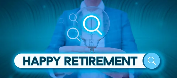 Hand Writing Sign Happy Retirement Business Idea Account Statement Describing — Stock Photo, Image