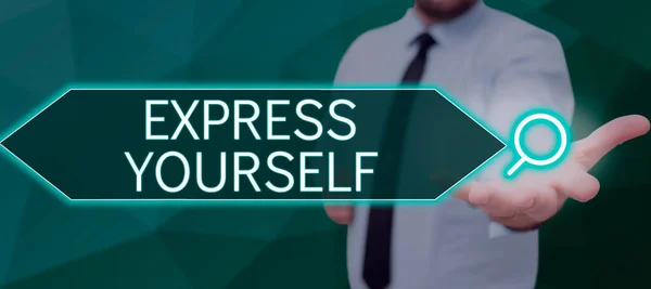 Hand Writing Sign Express Yourself Business Concept Ability Computer Scan — Φωτογραφία Αρχείου