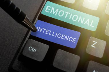 Duygusal Zeka, İş Konsepti Kapasitesi, farkında olmak, kontrol etmek, biri duygular Bilgisayar Klavyesi ve Sembol. İletişim İçin Bilgi Ortamı.