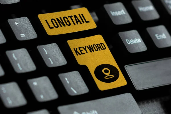 Exibição Conceitual Longtail Keyword Visão Geral Negócio Projetado Para Processar — Fotografia de Stock