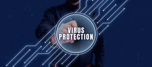 Text Showing Inspiration Virus Protection Business Concept Outlining How Plan — Stock Photo, Image