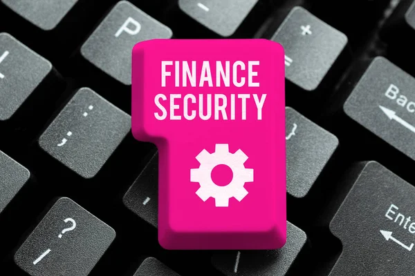 Znak Tekstowy Pokazujący Finanse Bezpieczeństwo Wzrost Podejścia Biznesowego Finansach Organizacji — Zdjęcie stockowe