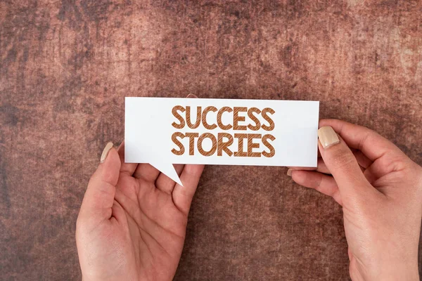 stock image Writing displaying text Success Stories, Word for a chronicle displaying great success achieved by a person Man Sitting On Desk Working And Presenting New Technologies.