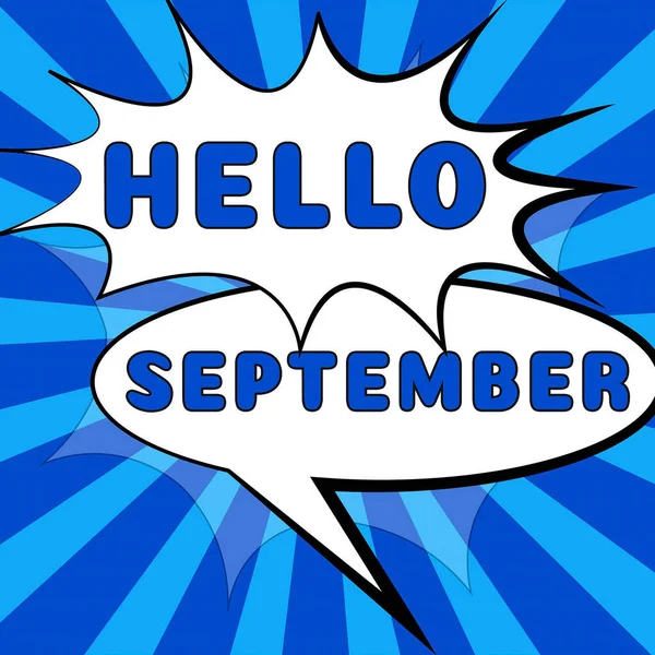 Merhaba Eylül Yılın Dokuzuncu Ayının Anısına Düzenlenen Merhaba Eylül Yazısı — Stok fotoğraf
