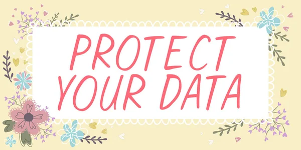 概念的なキャプションサイバーセキュリティに関するあなたのデータ Wordを保護し 紛失や詐欺からデジタル情報を保護 — ストック写真