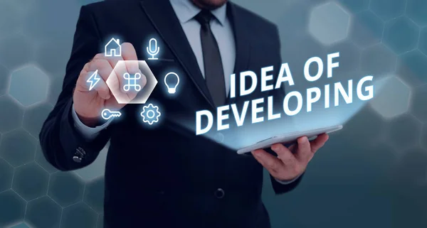 Legenda Conceitual Ideia Desenvolvimento Ideia Negócio Startup Lançar Produto Inovação — Fotografia de Stock