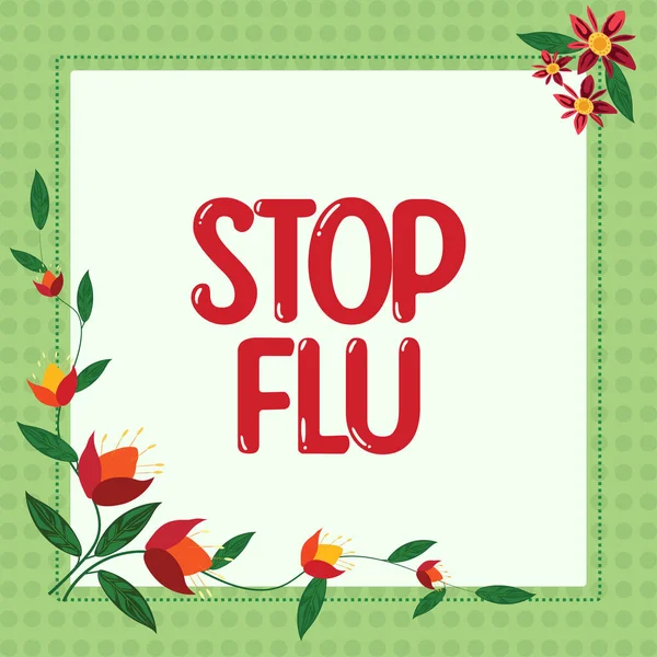 Концептуальная Подпись Stop Flu Business Overview Process Inputting Storing Data — стоковое фото
