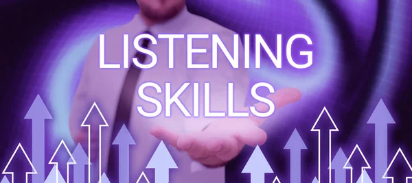 Bildunterschrift Listening Skills Suchbegriffe Für Den Geschäftsansatz Die Für Bestimmte — Stockfoto